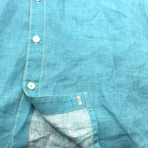 TOMMY BAHAMA | Men's XXL Teal Blue 100% Linen New Sea Glass Breezer Shirt - Picture 5 of 14
